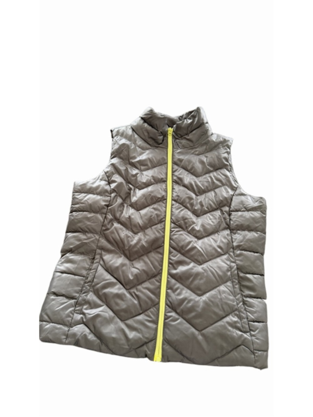 SO AUTHENTIC ✨ "So Perfect Puffer" Chevron Vest - Large - Grey/Neon